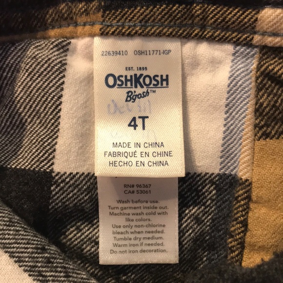 Osh Kosh big Osh dusty blue cord overalls with plaid flannel lining & buckles - Picture 5 of 16
